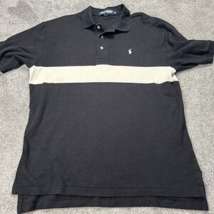 Polo Golf Ralph Lauren Men's Medium Polo Short Sleeve Black White 100% Cotton